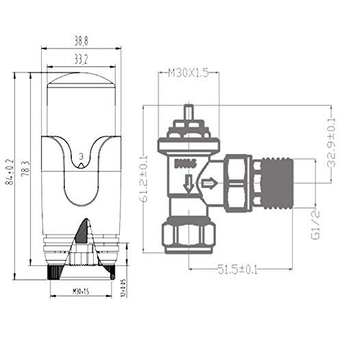 Straight Angled Heated Towel Rail Thermostatic Manual Radiator Valves 1